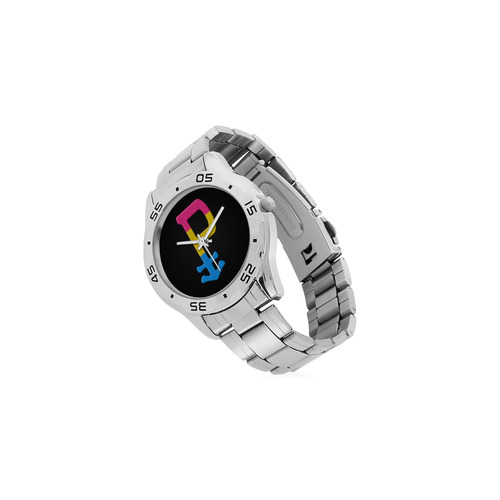 Pansexual Pride Symbol Men's Stainless Steel Analog Watch(Model 108)