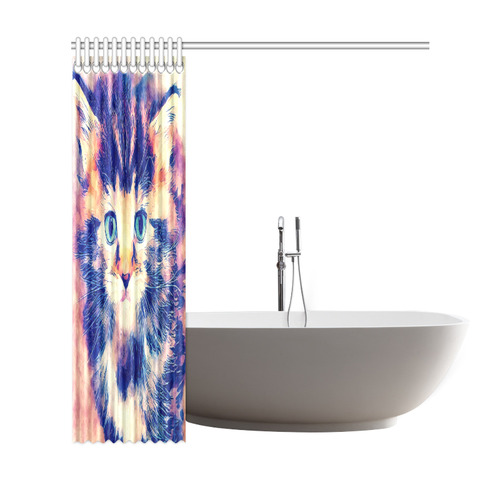 watercolor cat Shower Curtain 69"x72"