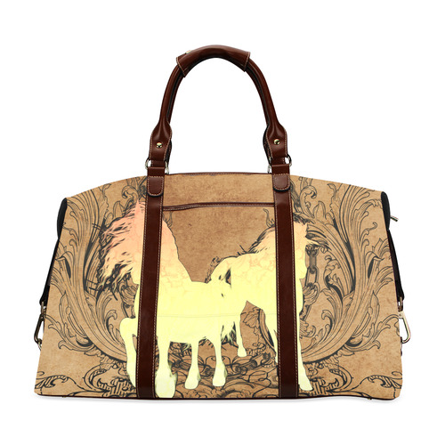 Beautiful horse silhouette in yellow colors Classic Travel Bag (Model 1643)