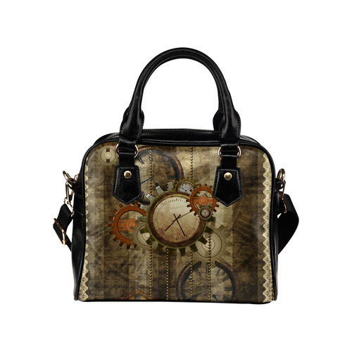 Steampunk, wonderful noble desig, clocks and gears Shoulder Handbag (Model 1634)