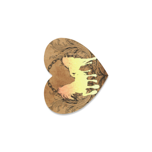 Beautiful horse silhouette in yellow colors Heart Coaster