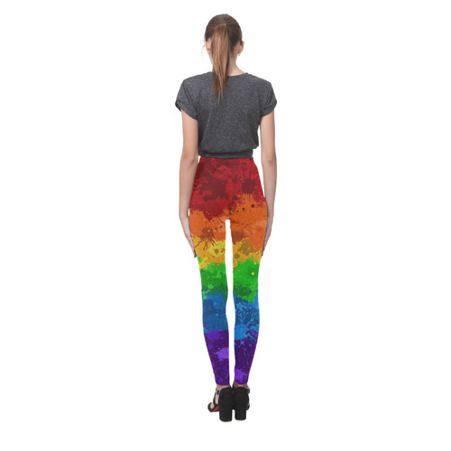 Rainbow Paint Splatter Flag Cassandra Women's Leggings (Model L01)