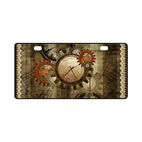 Steampunk, wonderful noble desig, clocks and gears License Plate