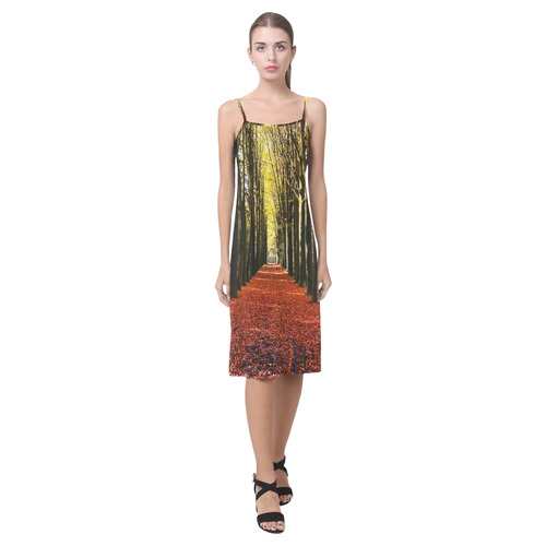 Autumn Forest Path Alcestis Slip Dress (Model D05)