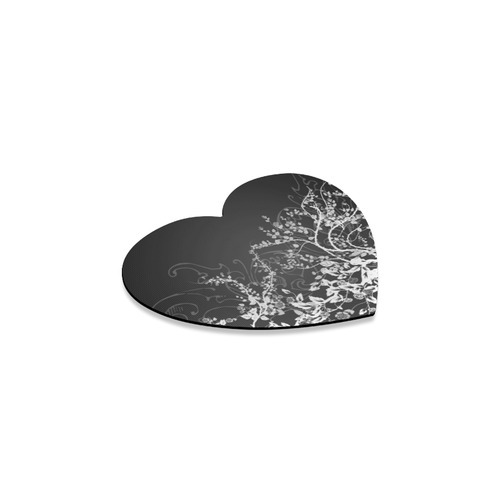 Flowers in black and white Heart Coaster