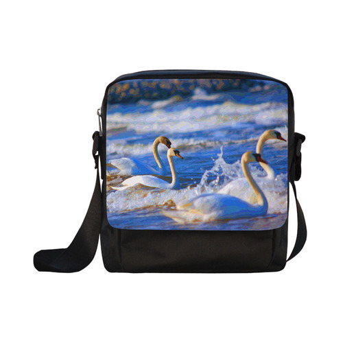 Swans Swimming Fine Nature Art Crossbody Nylon Bags (Model 1633)