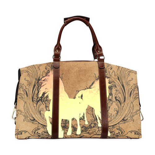 Beautiful horse silhouette in yellow colors Classic Travel Bag (Model 1643)