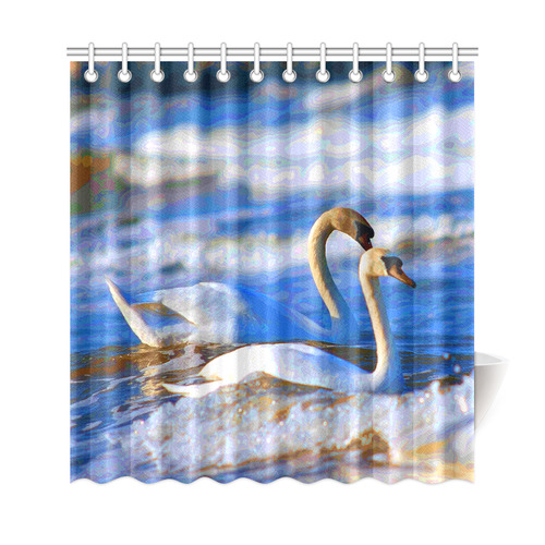 Swans Swimming Fine Nature Birds Shower Curtain 69"x72"