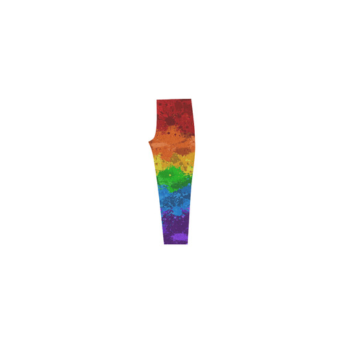Rainbow Paint Splatter Flag Capri Legging (Model L02)