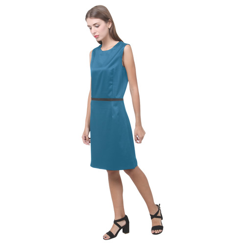 Teal Blue Sapphire Eos Women's Sleeveless Dress (Model D01)