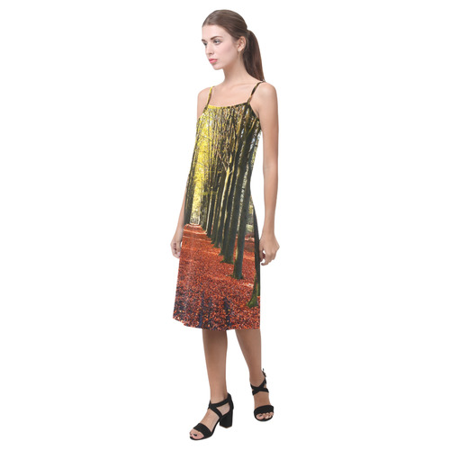 Autumn Forest Path Alcestis Slip Dress (Model D05)