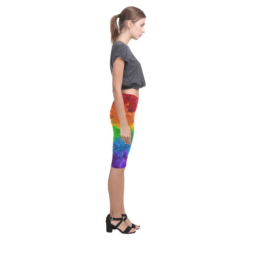 Rainbow Paint Splatter Flag Hestia Cropped Leggings (Model L03)