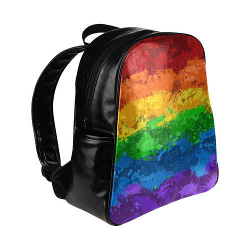 Rainbow Paint Splatter Flag Multi-Pockets Backpack (Model 1636)