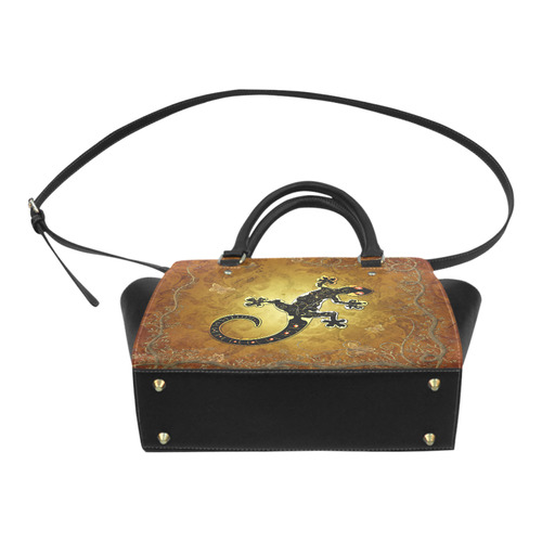 Gecko in gold and black Classic Shoulder Handbag (Model 1653)