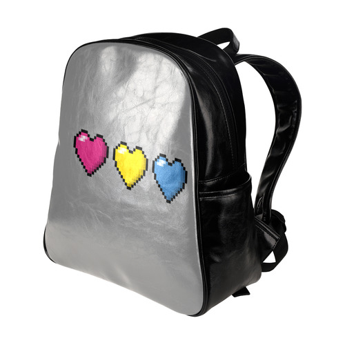 Pansexual Pixel Hearts Multi-Pockets Backpack (Model 1636)