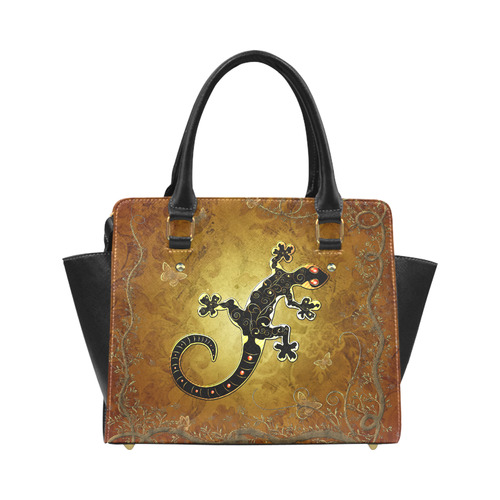 Gecko in gold and black Classic Shoulder Handbag (Model 1653)