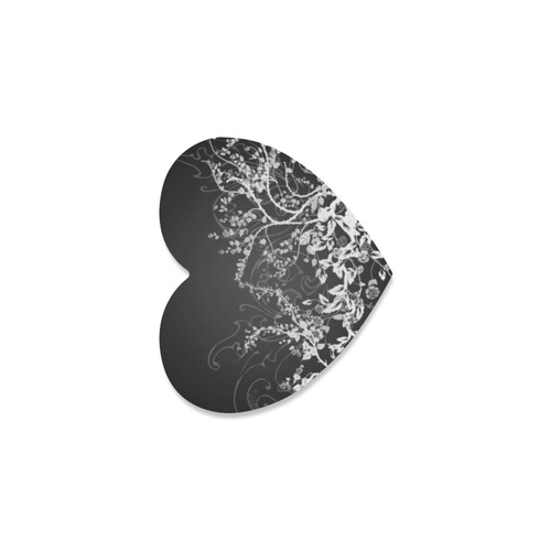 Flowers in black and white Heart Coaster