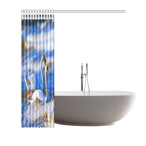 Swans Swimming Fine Nature Birds Shower Curtain 66"x72"