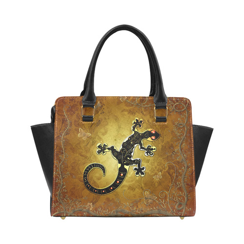 Gecko in gold and black Classic Shoulder Handbag (Model 1653)