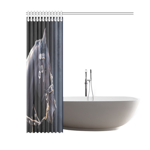 A beautiful painting black friesian horse portrait Shower Curtain 60"x72"