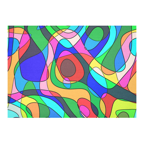SQUIGGLY LOOPS - multicolored Cotton Linen Tablecloth 60"x 84"