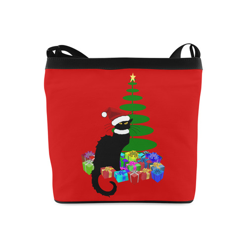 Christmas Le Chat Noir with Santa Hat Crossbody Bags (Model 1613)