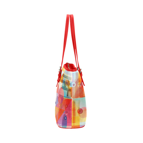 Sunny Geometric Whimsy Leather Tote Bag/Large (Model 1651)