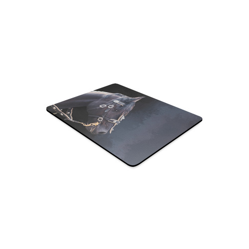 A beautiful painting black friesian horse portrait Rectangle Mousepad