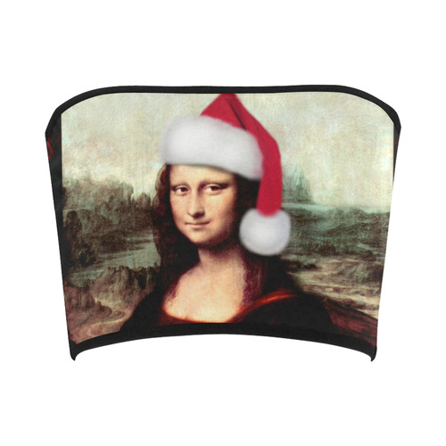 Christmas Mona Lisa with Santa Hat Bandeau Top