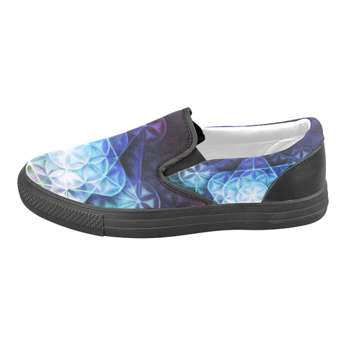 Airbrushed Rainbow Specrum Flower of Life 5 Women's Unusual Slip-on Canvas Shoes (Model 019)