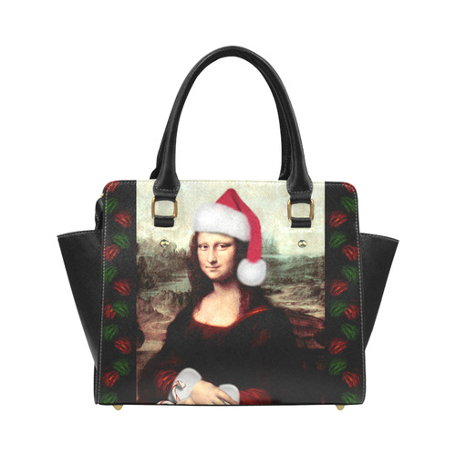 Christmas Mona Lisa with Santa Hat Classic Shoulder Handbag (Model 1653)