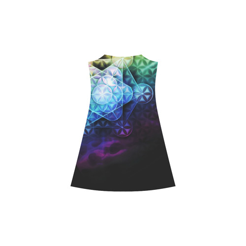 Airbrushed Rainbow Specrum Flower of Life Spagetti Strap 2 Alcestis Slip Dress (Model D05)