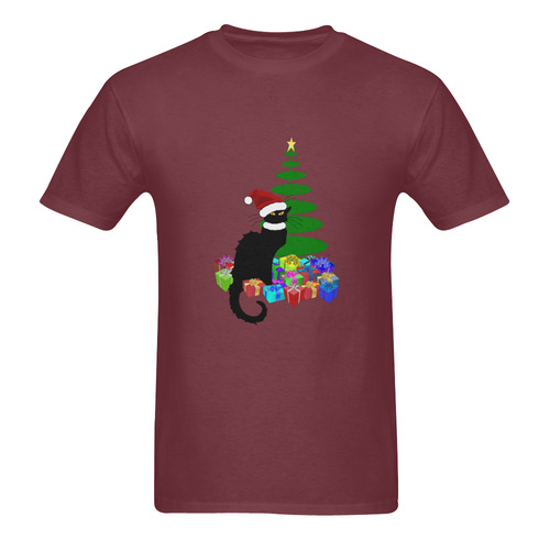 Christmas Le Chat Noir with Santa Hat Sunny Men's T- shirt (Model T06)