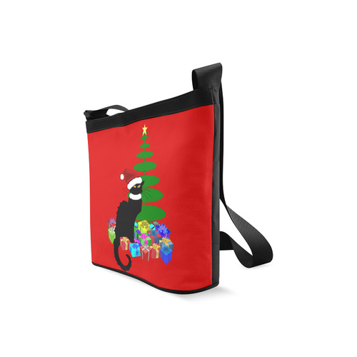 Christmas Le Chat Noir with Santa Hat Crossbody Bags (Model 1613)