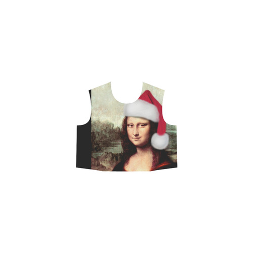 Christmas Mona Lisa with Santa Hat Eos Women's Sleeveless Dress (Model D01)