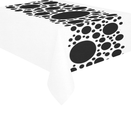 Black Chaos Polka Dots Border Cotton Linen Tablecloth 60"x 84"