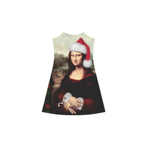 Christmas Mona Lisa with Santa Hat Alcestis Slip Dress (Model D05)