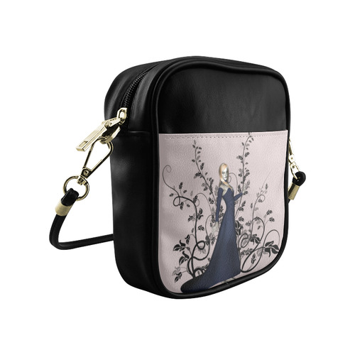 Wonderful fairy with black flowers Sling Bag (Model 1627)