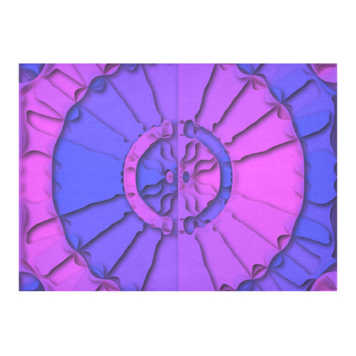 Abstract Mandala Psychedelic Shadow Pink Blue Cotton Linen Tablecloth 60"x 84"