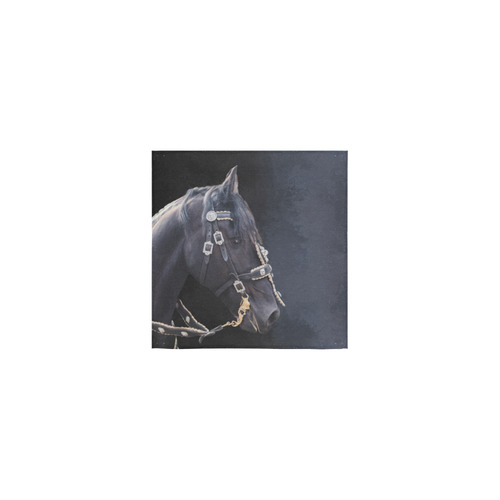 A beautiful painting black friesian horse portrait Square Towel 13“x13”