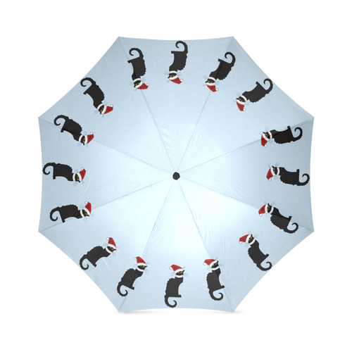 Christmas Le Chat Noir with Santa Hat Foldable Umbrella (Model U01)
