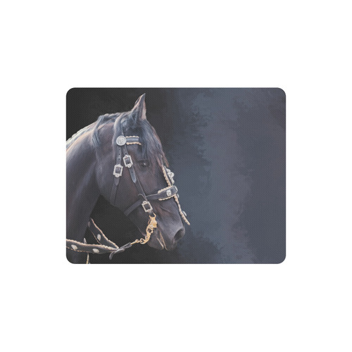 A beautiful painting black friesian horse portrait Rectangle Mousepad