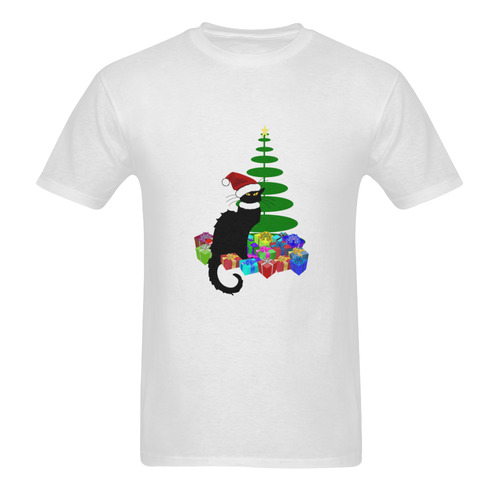 Christmas Le Chat Noir with Santa Hat Sunny Men's T- shirt (Model T06)