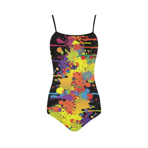 CRAZY multicolored double running SPLASHES Strap Swimsuit ( Model S05)