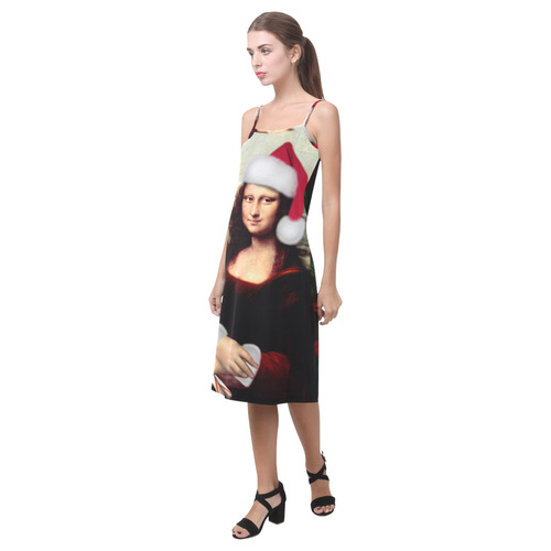 Christmas Mona Lisa with Santa Hat Alcestis Slip Dress (Model D05)