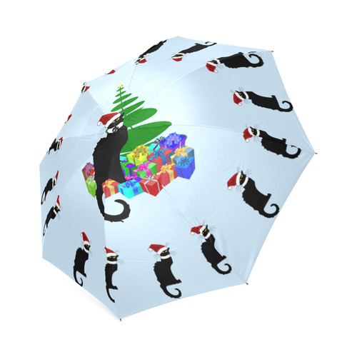 Christmas Le Chat Noir with Santa Hat Foldable Umbrella (Model U01)