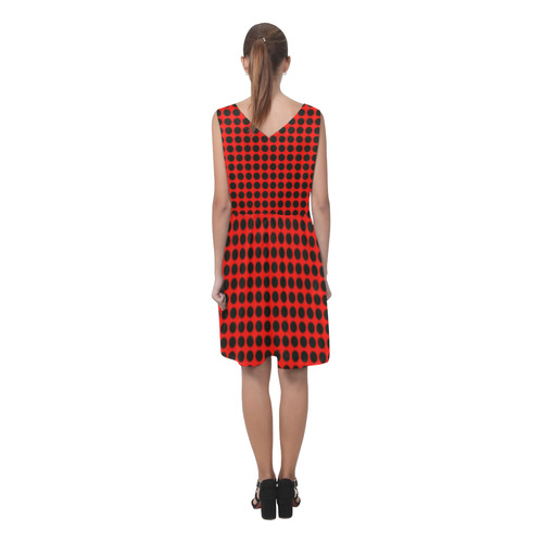 Black Red Ladybug Chryseis Sleeveless Pleated Dress(Model D07)