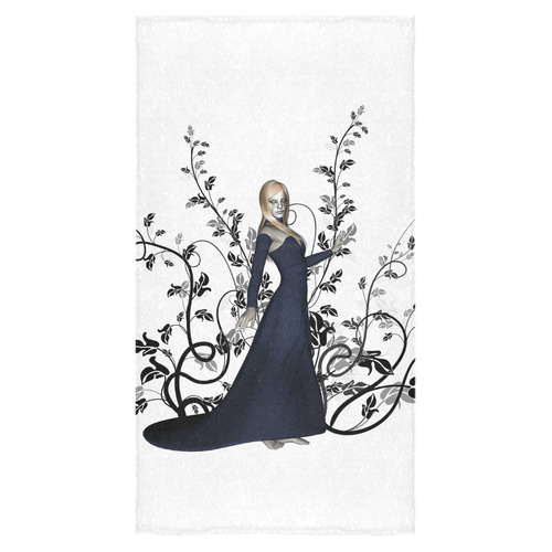 Wonderful fairy with black flowers Bath Towel 30"x56"