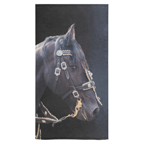 A beautiful painting black friesian horse portrait Bath Towel 30"x56"