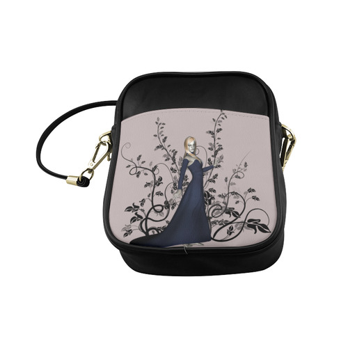 Wonderful fairy with black flowers Sling Bag (Model 1627)